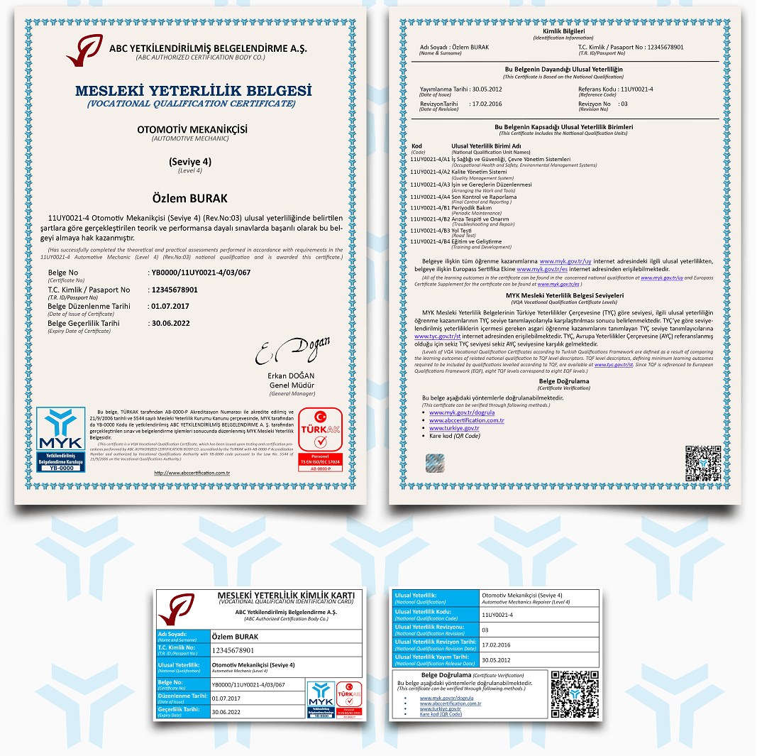 MYK Mesleki Yeterlilik Belgesi Hakkında